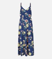 Yumi Kim Yumi Navy Floral V Neck Strappy Maxi Dress